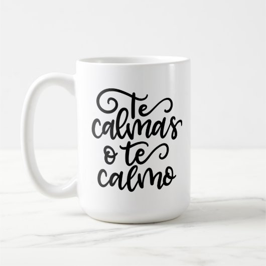 Te Calmas O Te Calmo、手書き コーヒーマグカップ (左)