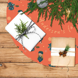 Té con galletas, chica en invierno, copos de nieve ブラッシュドポリエステルツリースカート