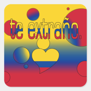 Te Extraño! コロンビアの旗はポップアートを着色します スクエアシール