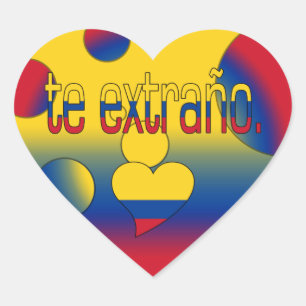 Te Extraño! コロンビアの旗はポップアートを着色します ハートシール