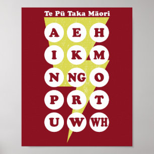 Te Pu Taka Maori Maoriアルファベット ポスター