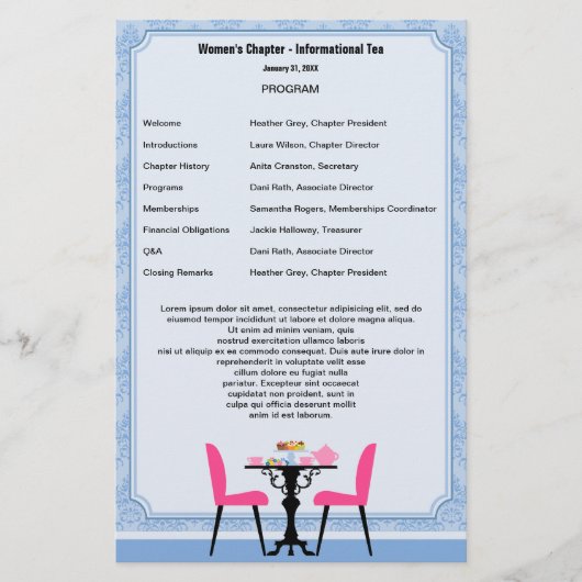 Teaパーティープログラムテンプレート (正面)