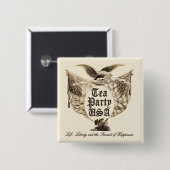 TeaパーティーUSA，人生の自由，幸福の追求 缶バッジ (正面&裏面)
