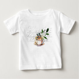 Teaビクトリアン Cupにマウス ベビーTシャツ