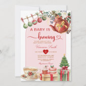 Tea A Baby is Brewing クリスマスボウベビーシャワー 招待状 (正面)
