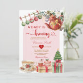 Tea A Baby is Brewing クリスマスボウベビーシャワー 招待状 (スタンド正面)