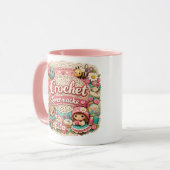 Tea Addict かわいいかぎ針編み風マグ | あったかティーラバー マグカップ (正面左)