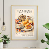 Tea and Scones Poster | English Tea Time Art ポスター