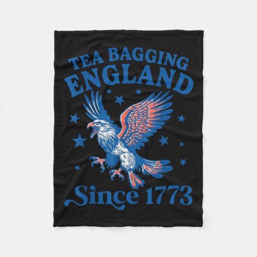Tea Bagging England Since 1773 Patriotic Eagle 4th フリースブランケット (正面)