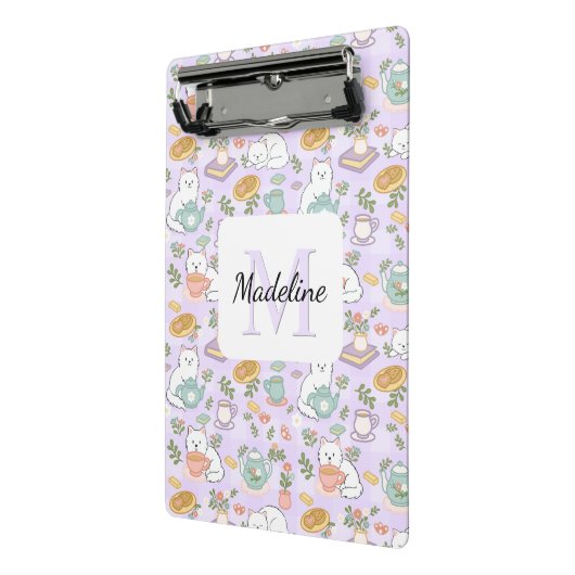 Tea & Bookish Cats Personalized Mini Clipboard ミニクリップボード (アングル2)