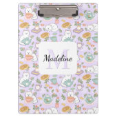 Tea & Bookish Cats Personalized Monogram Clipboard クリップボード (正面)