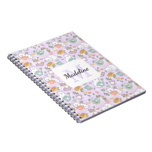 Tea & Bookish Cats Spiral Notebook ノートブック (右側)