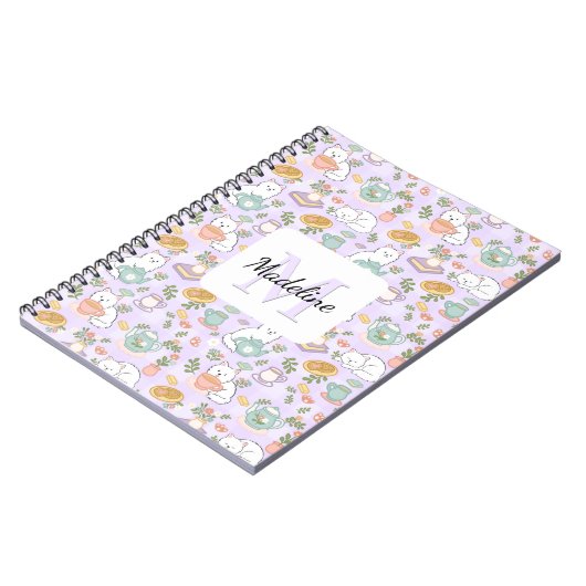 Tea & Bookish Cats Spiral Notebook ノートブック (左側)