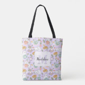 Tea & Bookish Cats Tote Bag Purple トートバッグ (裏面)