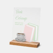 Tea & Books ブライダルシャワー 本の交換会 アクリルサイン (傾斜)