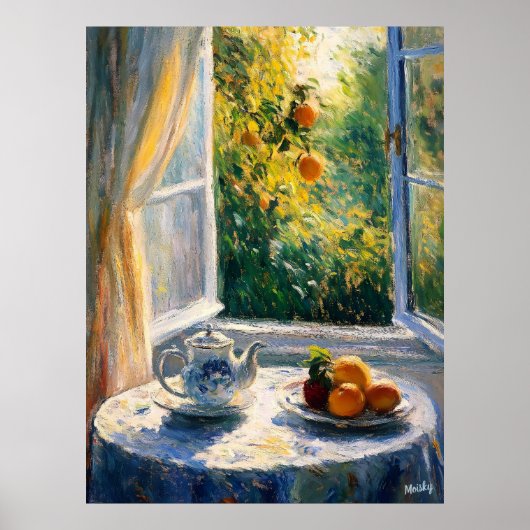 Tea by Sunlit Window with Citrus - Impressionist ポスター (正面)
