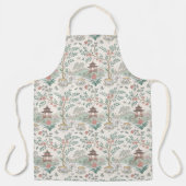 Tea Chinoiserie French Toile Du Jouy Pattern Apron エプロン (正面)