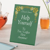 Tea Coffee Table Green Acrylic Pedestal Sign 台座サイン (インサイチュ)