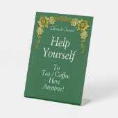 Tea Coffee Table Green Acrylic Pedestal Sign 台座サイン (正面)