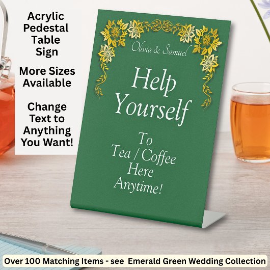 Tea Coffee Table Green Acrylic Pedestal Sign 台座サイン