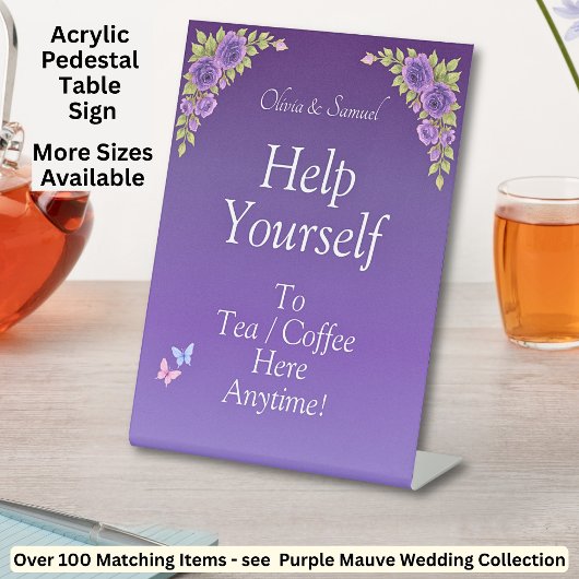 Tea Coffee Table Purple  Acrylic Pedestal Sign 台座サイン