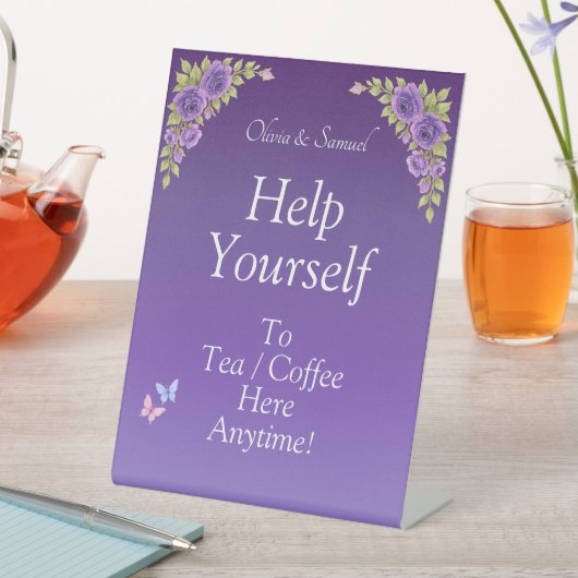 Tea Coffee Table Purple Acrylic Pedestal Sign 台座サイン (インサイチュ)