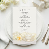 Tea Cup and White Rose  Wedding Menu
