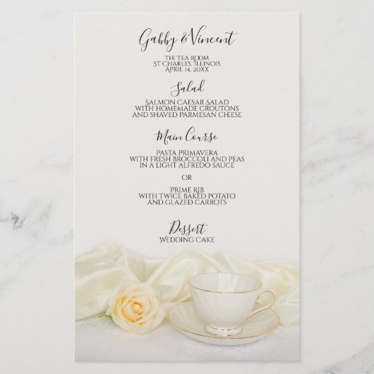 Tea Cup and White Rose  Wedding Menu (正面)