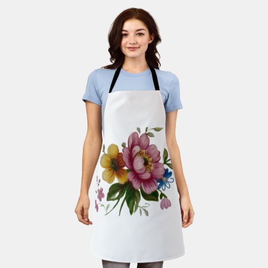 Tea Cup Floral Bouquet  エプロン (着用した状態)