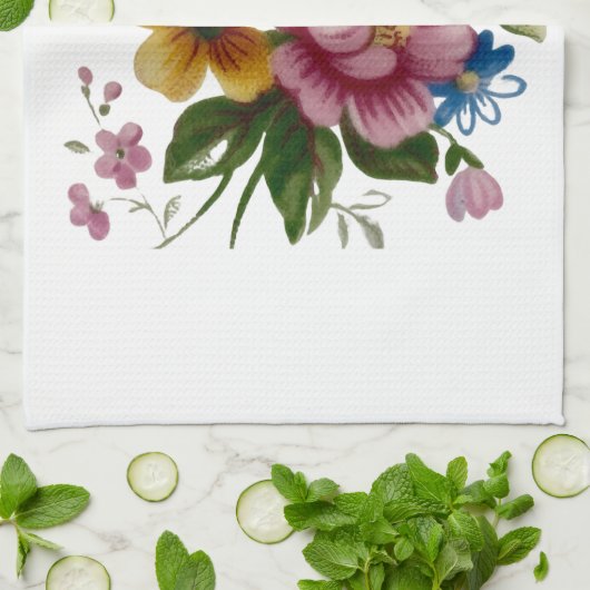 Tea Cup Floral Bouquet  キッチンタオル (折り畳み)