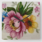Tea Cup Floral Bouquet スクエア壁時計