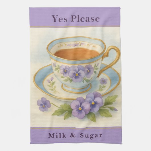 Tea Cup Kitchen Tea Towel キッチンタオル (縦)