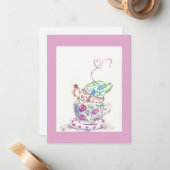 Tea Cups Greeting Card ノートカード (正面/裏面インサイチュ)