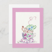 Tea Cups Greeting Card ノートカード (正面/裏面)