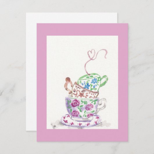 Tea Cups Greeting Card ノートカード (正面/裏面)