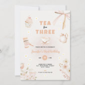 Tea for Three Birthday Invitation for Girls 招待状 (正面)