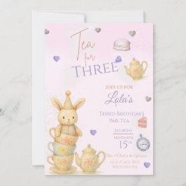 Tea For Three Birthday Party Invite, Invitation 招待状