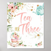 Tea for Three Tea Party Girl 3rd Third Birthday ポスター (正面)