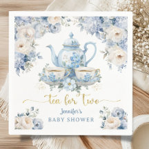 Tea for Two ティーベイビーシャワーボーイゴールドブルーフローラル