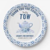 Tea for Two - フラワー 2歳の誕生日パーティー ペーパープレート (正面)