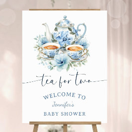 Tea for Two ベビーシャワーの男の子ブルーティーパーティーウェルカム