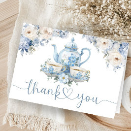 Tea For Two Baby Shower Boy Folded Thank You Card サンキューカード