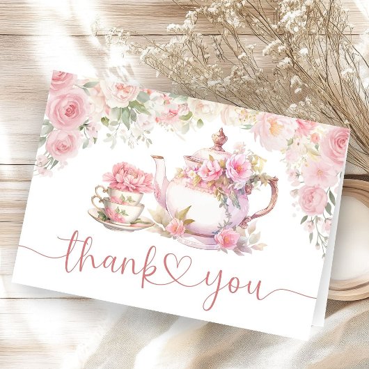 Tea For Two Baby Shower Folded Thank You サンキューカード