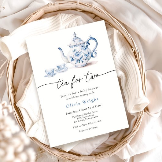 Tea for two baby shower teaパーティー 招待状
