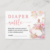Tea for Two Baby Shower Tea Party Diaper Raffle エンクロージャーカード (正面)