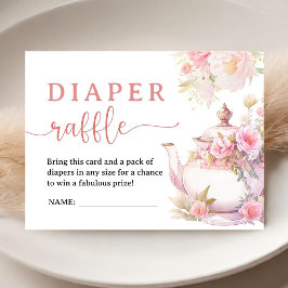 Tea for Two Baby Shower Tea Party Diaper Raffle エンクロージャーカード