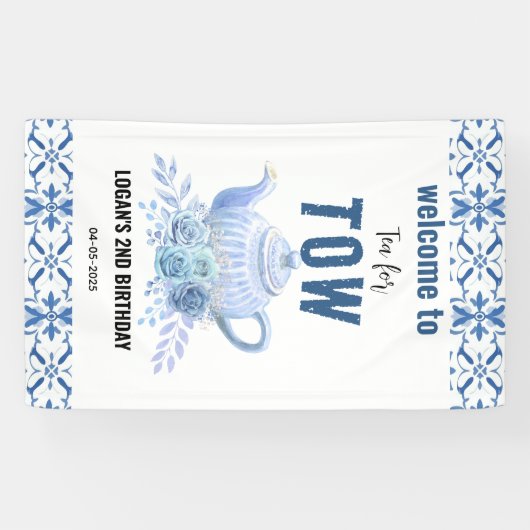 Tea for Two – Floral 2nd Birthday Welcome 横断幕 (横)