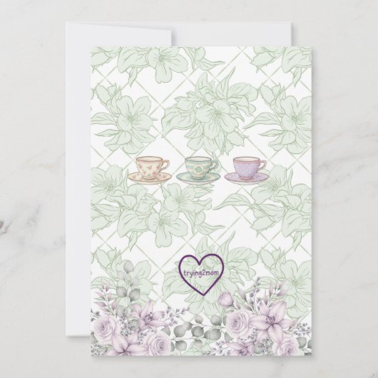 Tea for Two-Rex Pastel Dinosaur 2nd Birthday 招待状 (裏面)