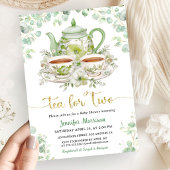 Tea for Two Tea Baby Shower Twins Gender Neutral  招待状