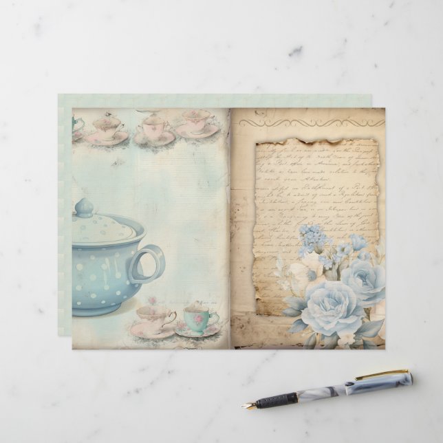 Tea Junk Journal紙 (正面/裏面インサイチュ)